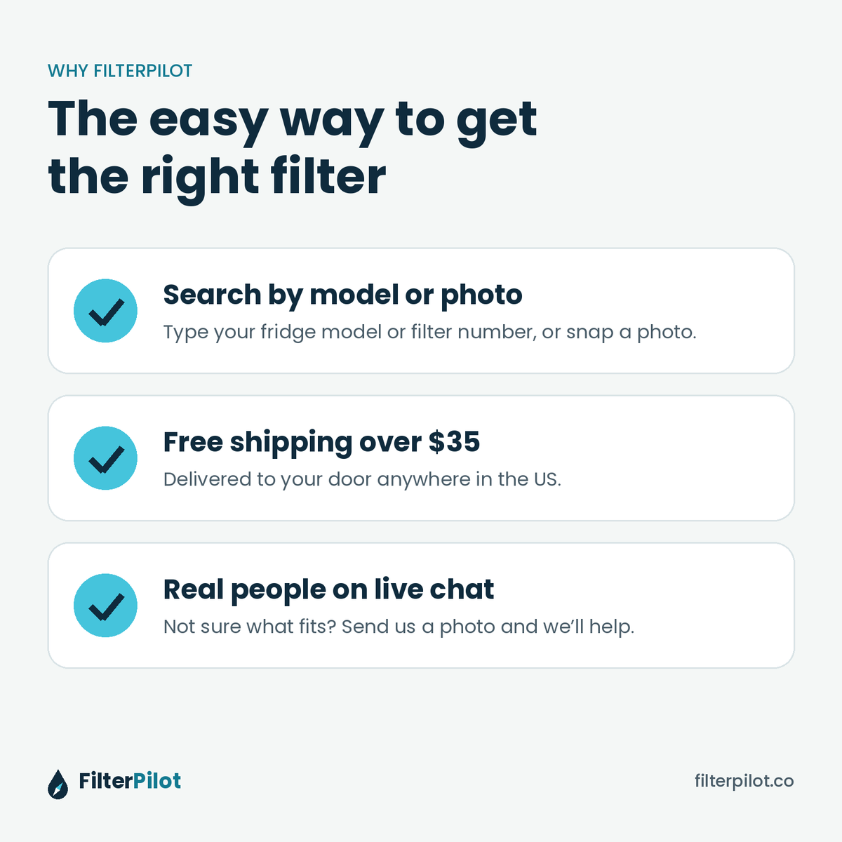 Why choose Filter Pilot: genuine OEM filters, fast shipping, easy returns