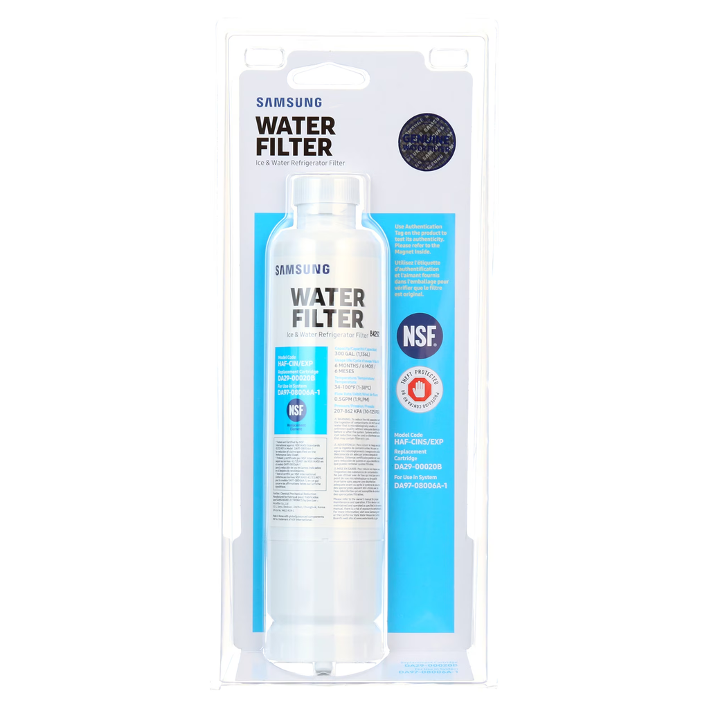 Samsung HAF-CIN DA29-00020B refrigerator water filter in retail packaging