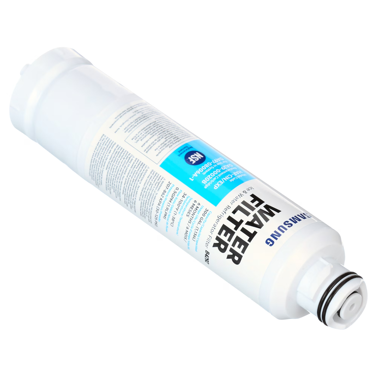 Samsung HAF-CIN DA29-00020B water filter cartridge, angled view